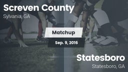 Matchup: Screven County High vs. Statesboro  2016