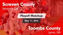 Matchup: Screven County High vs. Toombs County  2016