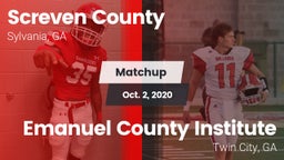 Matchup: Screven County High vs. Emanuel County Institute  2020