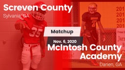 Matchup: Screven County High vs. McIntosh County Academy  2020