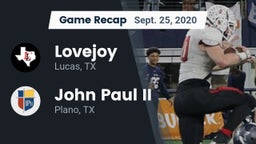 Recap: Lovejoy  vs. John Paul II  2020