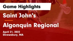Saint John's  vs Algonquin Regional  Game Highlights - April 21, 2022