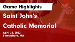 Saint John's  vs Catholic Memorial  Game Highlights - April 26, 2022