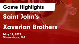 Saint John's  vs Xaverian Brothers  Game Highlights - May 11, 2022