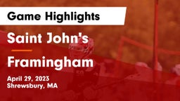 Saint John's  vs Framingham  Game Highlights - April 29, 2023