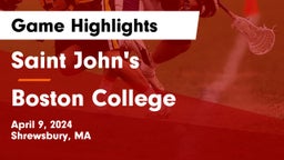 Saint John's  vs Boston College  Game Highlights - April 9, 2024