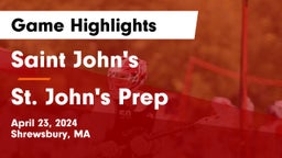 Saint John's  vs St. John's Prep Game Highlights - April 23, 2024