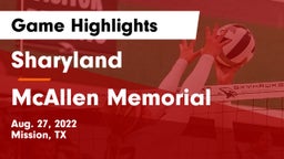 Sharyland  vs McAllen Memorial  Game Highlights - Aug. 27, 2022