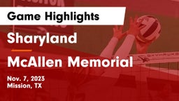 Sharyland  vs McAllen Memorial  Game Highlights - Nov. 7, 2023