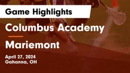 Columbus Academy  vs Mariemont  Game Highlights - April 27, 2024