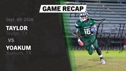 Recap: Taylor  vs. Yoakum  2016