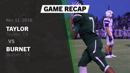 Recap: Taylor  vs. Burnet  2016