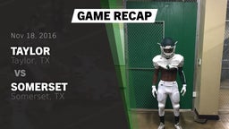 Recap: Taylor  vs. Somerset  2016