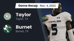 Recap: Taylor  vs. Burnet  2022