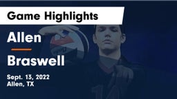 Allen  vs Braswell  Game Highlights - Sept. 13, 2022