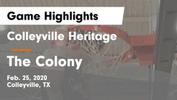 Colleyville Heritage  vs The Colony  Game Highlights - Feb. 25, 2020