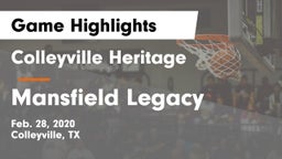 Colleyville Heritage  vs Mansfield Legacy  Game Highlights - Feb. 28, 2020