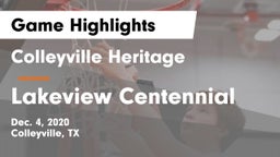 Colleyville Heritage  vs Lakeview Centennial  Game Highlights - Dec. 4, 2020