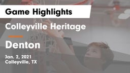 Colleyville Heritage  vs Denton  Game Highlights - Jan. 2, 2021