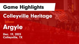 Colleyville Heritage  vs Argyle  Game Highlights - Dec. 19, 2023