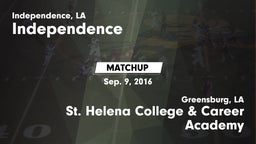 Matchup: Independence High vs. St. Helena College & Career Academy 2016