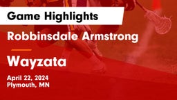 Robbinsdale Armstrong  vs Wayzata  Game Highlights - April 22, 2024