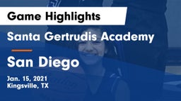 Santa Gertrudis Academy vs San Diego  Game Highlights - Jan. 15, 2021