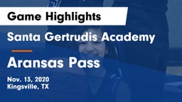Santa Gertrudis Academy vs Aransas Pass  Game Highlights - Nov. 13, 2020
