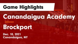 Canandaigua Academy  vs Brockport  Game Highlights - Dec. 10, 2021
