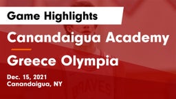 Canandaigua Academy  vs Greece Olympia  Game Highlights - Dec. 15, 2021