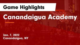 Canandaigua Academy  Game Highlights - Jan. 7, 2022