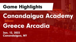 Canandaigua Academy  vs Greece Arcadia  Game Highlights - Jan. 12, 2022