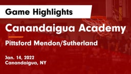 Canandaigua Academy  vs Pittsford Mendon/Sutherland Game Highlights - Jan. 14, 2022