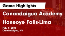 Canandaigua Academy  vs Honeoye Falls-Lima  Game Highlights - Feb. 2, 2022