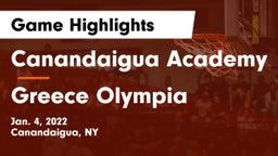 Canandaigua Academy  vs Greece Olympia  Game Highlights - Jan. 4, 2022