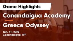 Canandaigua Academy  vs Greece Odyssey  Game Highlights - Jan. 11, 2022