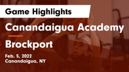 Canandaigua Academy  vs Brockport  Game Highlights - Feb. 5, 2022