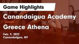 Canandaigua Academy  vs Greece Athena  Game Highlights - Feb. 9, 2022