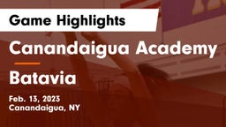 Canandaigua Academy  vs Batavia Game Highlights - Feb. 13, 2023