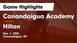 Canandaigua Academy  vs Hilton  Game Highlights - Dec. 1, 2023
