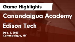 Canandaigua Academy  vs Edison Tech  Game Highlights - Dec. 6, 2023