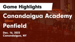 Canandaigua Academy  vs Penfield  Game Highlights - Dec. 16, 2023