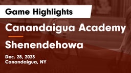 Canandaigua Academy  vs Shenendehowa  Game Highlights - Dec. 28, 2023