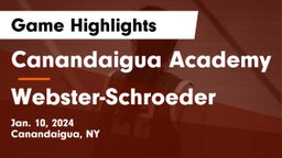 Canandaigua Academy  vs Webster-Schroeder  Game Highlights - Jan. 10, 2024