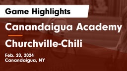 Canandaigua Academy  vs Churchville-Chili  Game Highlights - Feb. 20, 2024