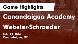 Canandaigua Academy  vs Webster-Schroeder  Game Highlights - Feb. 23, 2024