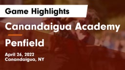 Canandaigua Academy  vs Penfield  Game Highlights - April 26, 2022
