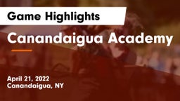 Canandaigua Academy  Game Highlights - April 21, 2022