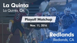 Matchup: La Quinta High vs. Redlands  2016