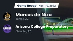 Recap: Marcos de Niza  vs. Arizona College Preparatory  2022